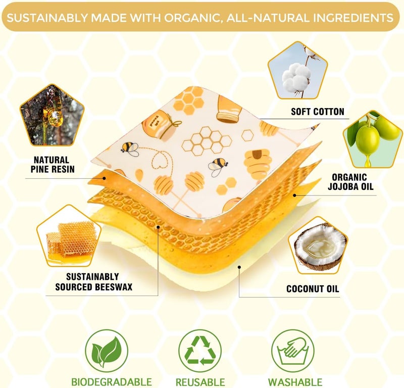 WeAreULEF Reusable Beeswax Wrap - Cut-to-Size 13" x 40" Beeswax Wraps for Food, Eco-Friendly Beeswax Food Wraps, Bread Sandwich Wrapper - Eco Friendly, Sustainable, Zero Waste, Plastic-Free Food Storage Wrap - Image 5